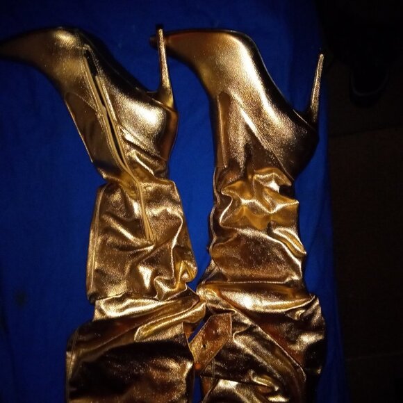 ROSE GOLD FAUX LEATHER SLOUCH BELT / THIGH HIGH  ( BRAND NEW !!! ) - Picture 4 of 6